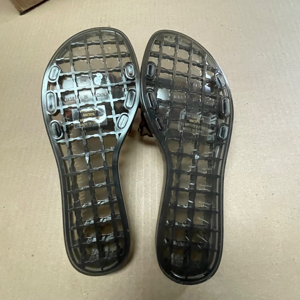Vince Camuto Womens Sz 8 Carron Tortoise Studded Clear Jelly Flat Slides Sandals - Picture 8 of 9